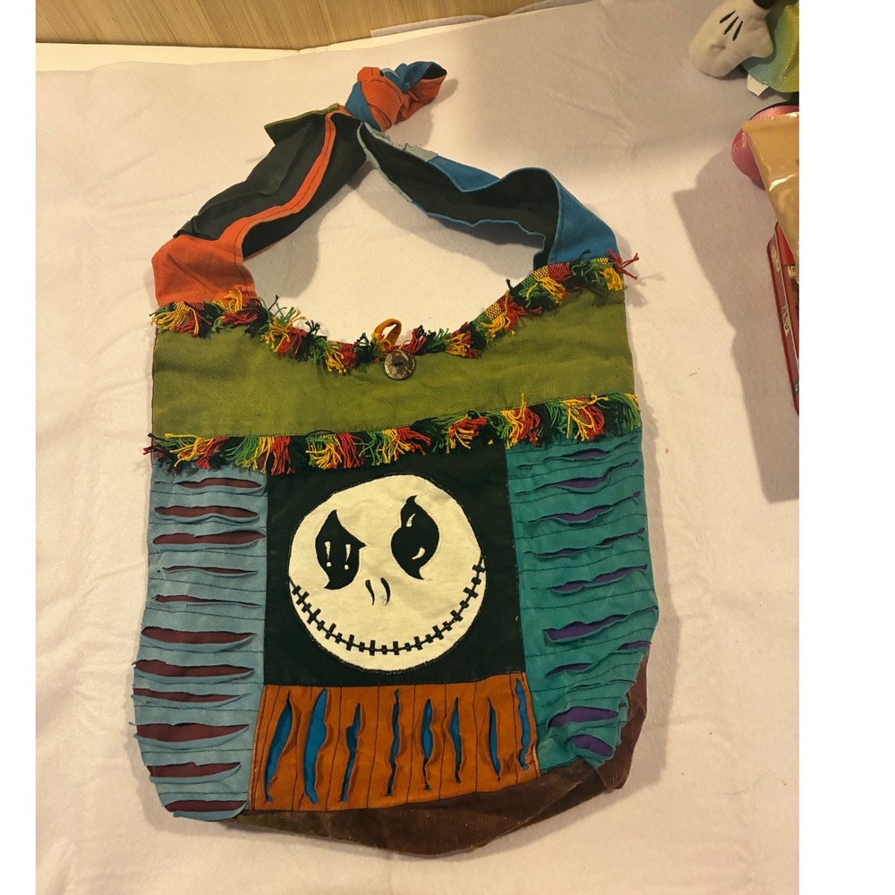 Jack Skellington Nightmare Before Christmas Patchwork Hobo Bag Fringe Crossbody